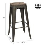 Stackable 30" Metal Bar Stools Set of 4