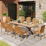 Acacia Wood 9-Piece Outdoor Dining Set