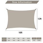 Khaki 12x16 Waterproof UV Block Sun Shade Sail