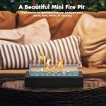 Mini Tabletop Fire Pit with Blue Glass Decor