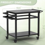 Movable Outdoor Grill Table with Utensil Hooks