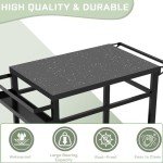 Movable Outdoor Grill Table with Utensil Hooks