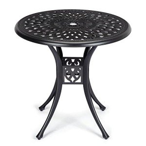 GOCAPTAIN 30.25" Round Aluminum Bistro Table - Black