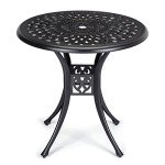 GOCAPTAIN 30.25" Round Aluminum Bistro Table - Black