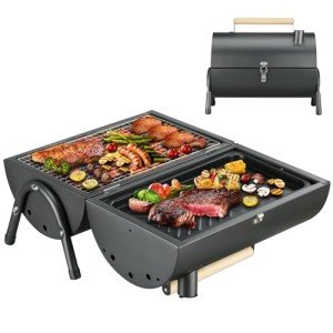 Portable Charcoal Grill with Smoker for Camping