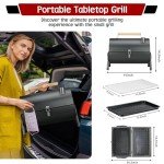 Portable Charcoal Grill with Smoker for Camping