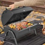 Portable Charcoal Grill with Smoker for Camping
