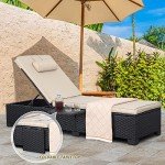 WAROOM Adjustable Wicker Chaise Lounge Chairs Set