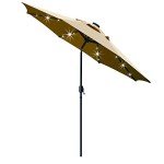 Sunnyglade 9' Lighted Solar Patio Umbrella - Tan