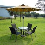 Sunnyglade 9' Lighted Solar Patio Umbrella - Tan