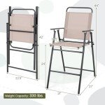 Giantex Set of 2 Outdoor Folding Bar Chairs