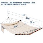 12FT Large 2-Person Hammock with Spreader Bar