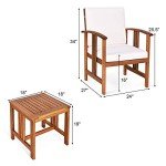 3-Piece Outdoor Acacia Wood Patio Furniture Set