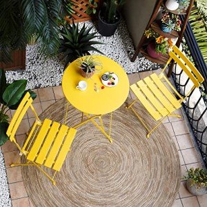 Yellow 3-Piece Folding Bistro Set for Outdoors