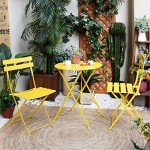 Yellow 3-Piece Folding Bistro Set for Outdoors