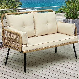YITAHOME Wicker Outdoor Loveseat with Cushions