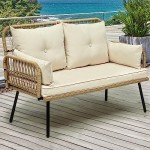 YITAHOME Wicker Outdoor Loveseat with Cushions