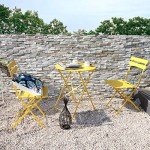 Yellow 3-Piece Folding Bistro Set for Outdoors