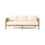 Merax Acacia Wood Wicker 3-Seater Patio Sofa