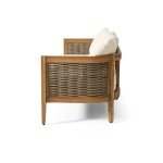 Merax Acacia Wood Wicker 3-Seater Patio Sofa