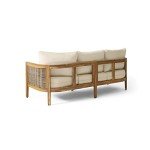 Merax Acacia Wood Wicker 3-Seater Patio Sofa