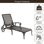 VINGLI Adjustable Cast Aluminum Outdoor Lounge Chair