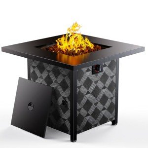 32” Outdoor Propane Fire Pit Table with Lava Rocks