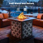 32” Outdoor Propane Fire Pit Table with Lava Rocks