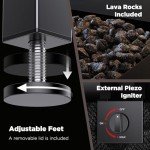 32” Outdoor Propane Fire Pit Table with Lava Rocks