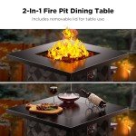 32” Outdoor Propane Fire Pit Table with Lava Rocks