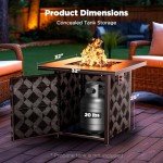 32” Outdoor Propane Fire Pit Table with Lava Rocks