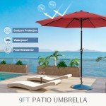 9ft Red Outdoor Patio Umbrella with Tilt & Crank