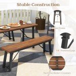 Tangkula Foldable Outdoor Dining Table with Benches