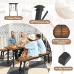 Tangkula Foldable Outdoor Dining Table with Benches