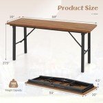 Tangkula Foldable Outdoor Dining Table with Benches