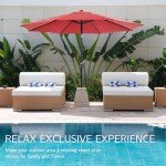 9ft Red Outdoor Patio Umbrella with Tilt & Crank