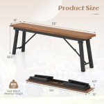 Tangkula Foldable Outdoor Dining Table with Benches