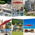 9ft Red Outdoor Patio Umbrella with Tilt & Crank