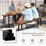 Tangkula Foldable Outdoor Dining Table with Benches