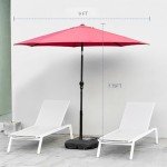 9ft Red Outdoor Patio Umbrella with Tilt & Crank