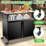 Karpevta Outdoor Grill Cart with Storage and Wheels