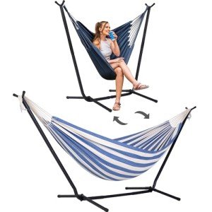 SUNCREAT 2-in-1 Hammock with Stand - Blue Stripe