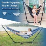 SUNCREAT 2-in-1 Hammock with Stand - Blue Stripe
