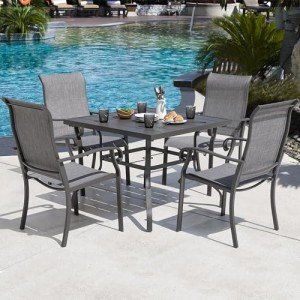 5-Piece NUU GARDEN Outdoor Dining Set with Umbrella Hole