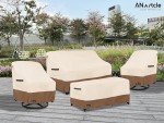 2 Pack Waterproof Lounge Chair Covers - Beige & Brown