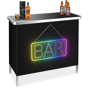 Pop-Up LED Bar Table with Neon Sign