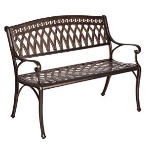 Simone Cast Aluminum Patio Bench - Antique Bronze