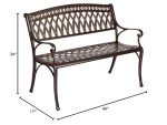Simone Cast Aluminum Patio Bench - Antique Bronze