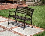 Simone Cast Aluminum Patio Bench - Antique Bronze