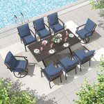 9-Piece Outdoor Dining Set with Swivel Chairs